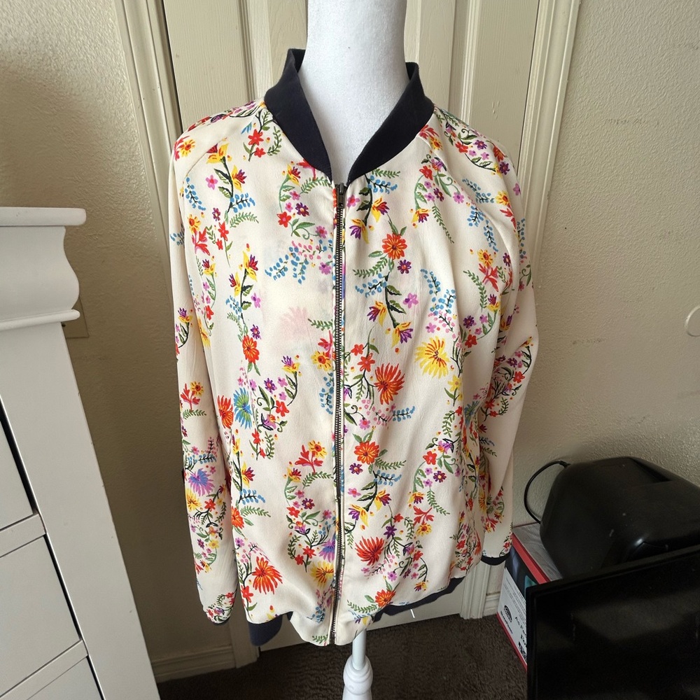Live 4 Truth Floral Bomber Jacket - Cream and Multicolor